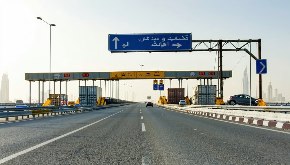 Dubai road with toll gate