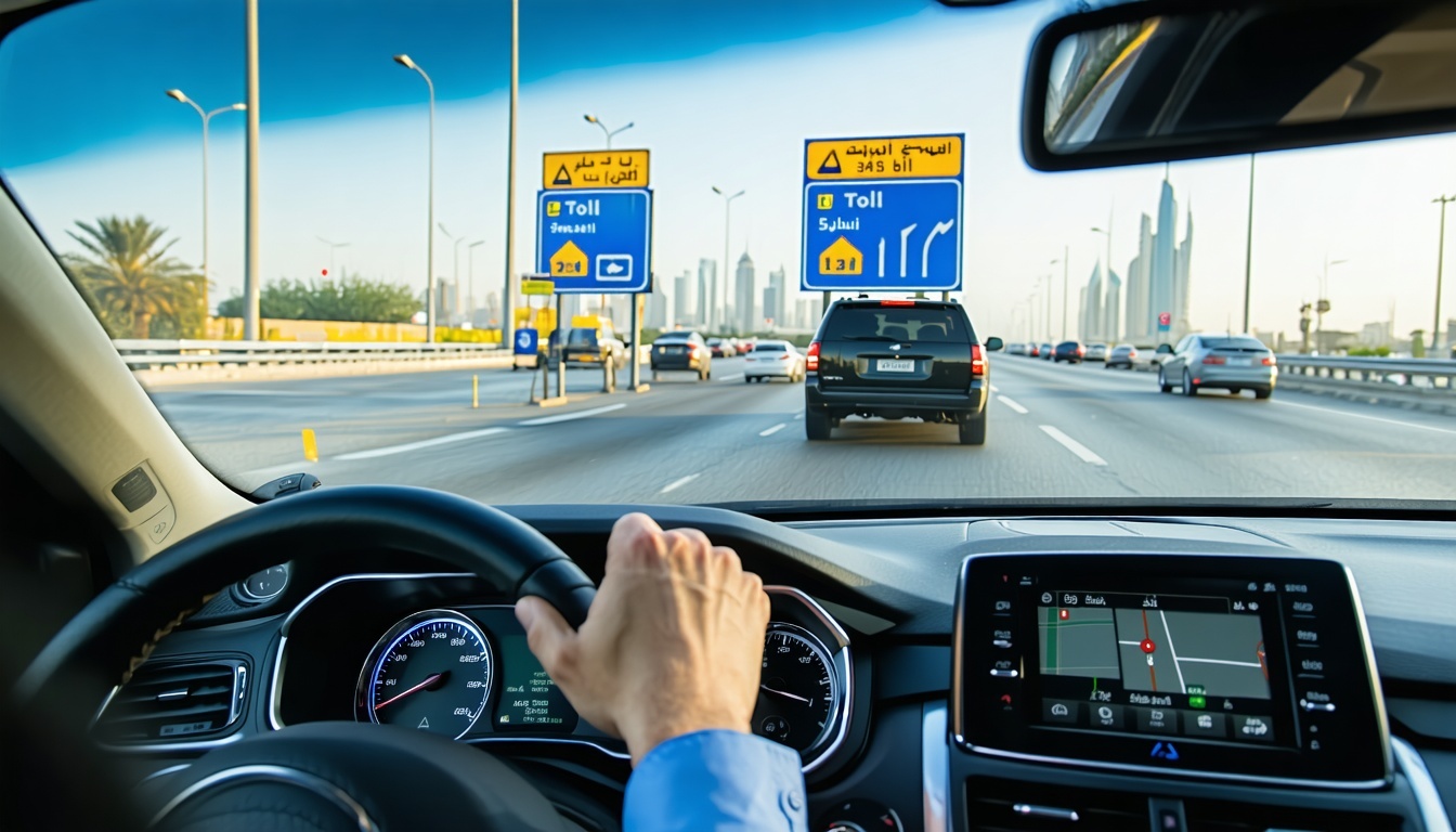Dubai driver using toll support service